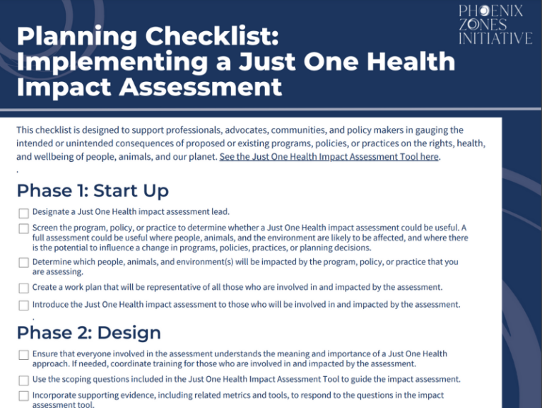 Planning Checklist: Implementing a Just One Health Impact Assessment ...